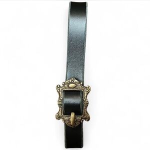 Jen's Pirate Booty Black Belt with Ornate Gold Buckle